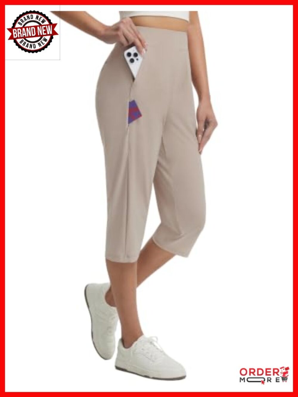 Womens Dressy Capri Pants Stretch 5 Pockets Golf Work Travel UPF 50